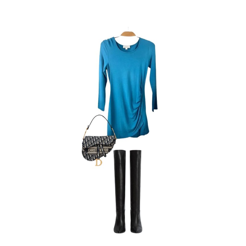Blue Long Sleeved Fall Dress